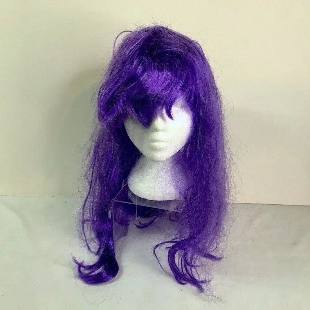 Wig Neon Purple Long Bangs Theater Dress up Halloween Costume Cosplay Adult